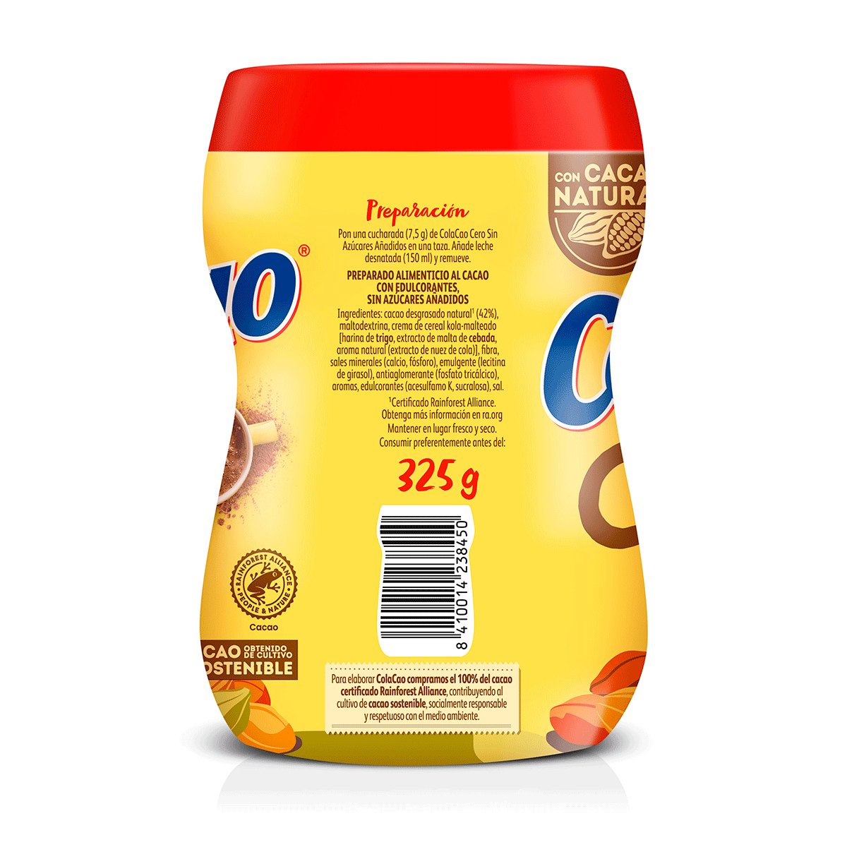 CACAO SOLUBLE 0% AZUCARES A&Ntilde;ADIDOS 325 G.