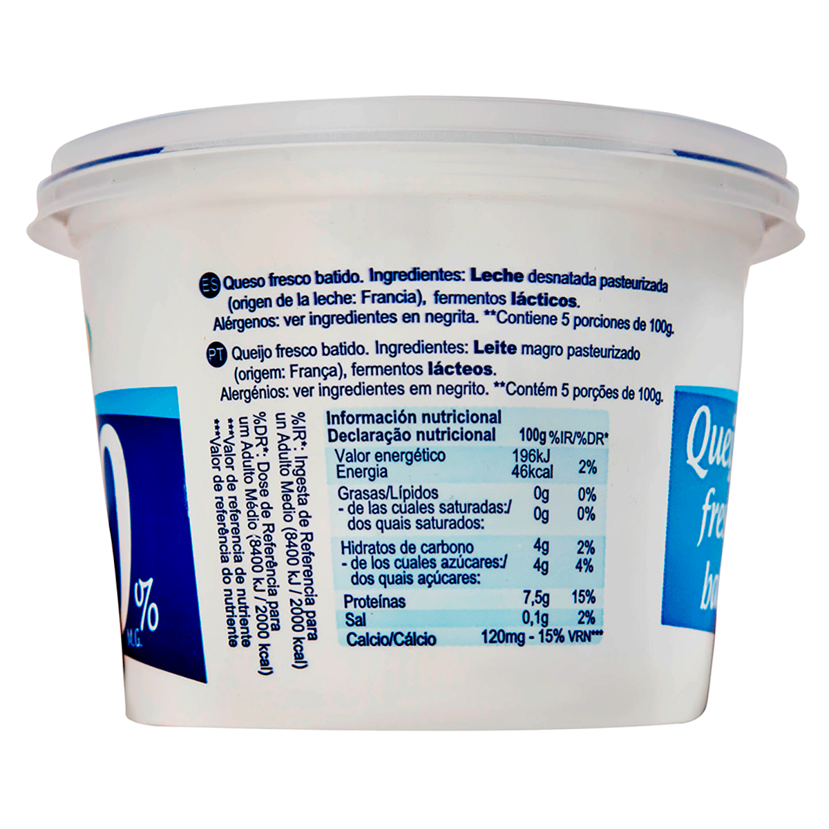 QUESO FRESCO BATIDO 0% MG 500 G.