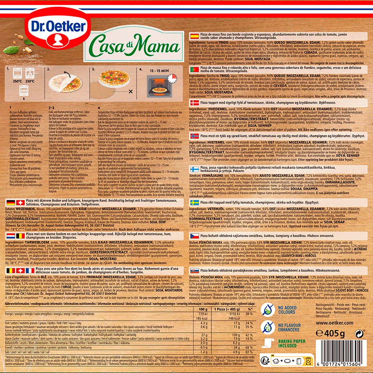 PIZZA CASA DI MAMA JAM&Oacute;N Y SETAS 380 G.