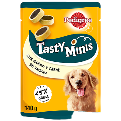 TASTY MINIS CON QUESO PARA PERROS 140 G.
