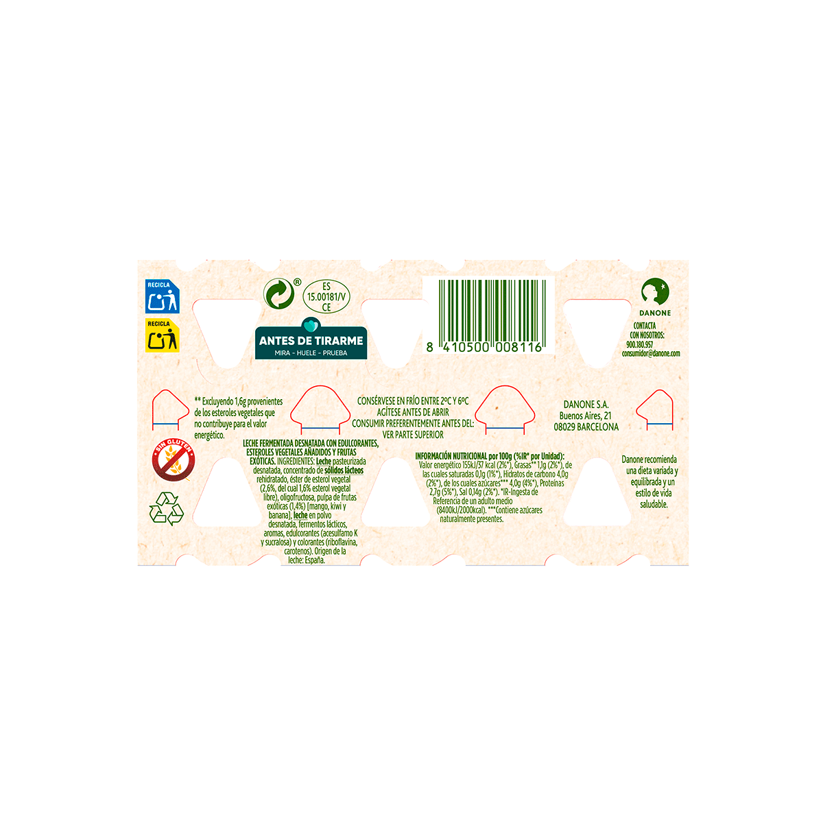 YOGUR L&Iacute;QUIDO TROPICAL 100 G. PACK 6