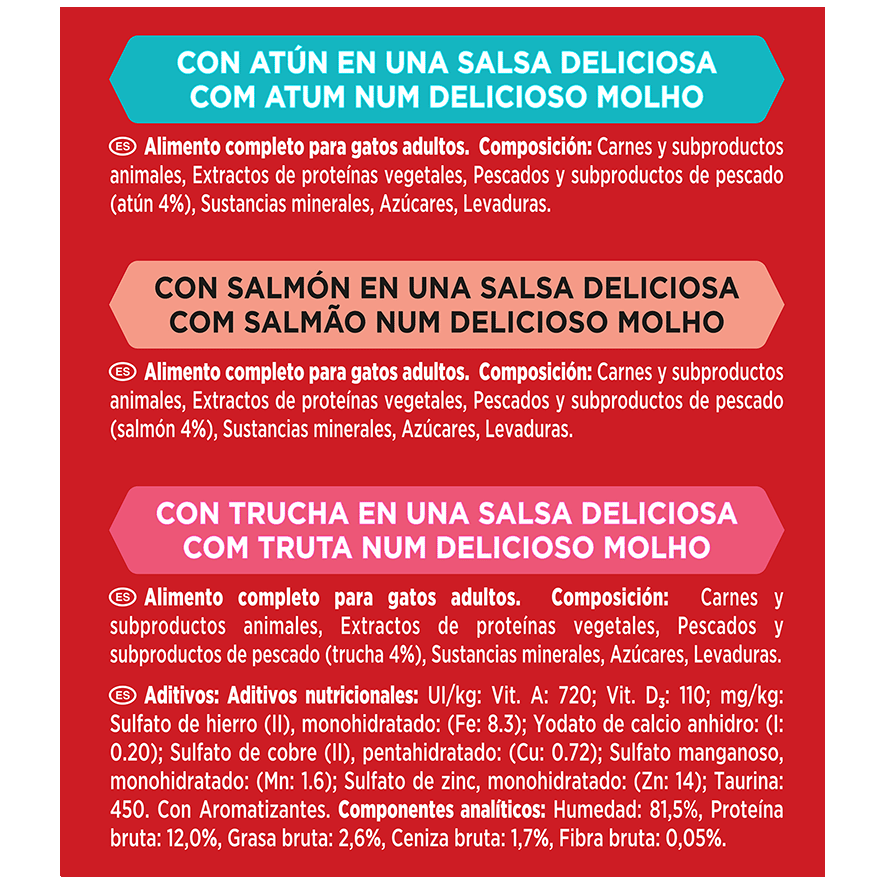 COMIDA PARA GATOS SELECCI&Oacute;N DE PESCADOS 50 GRS. PACK 6