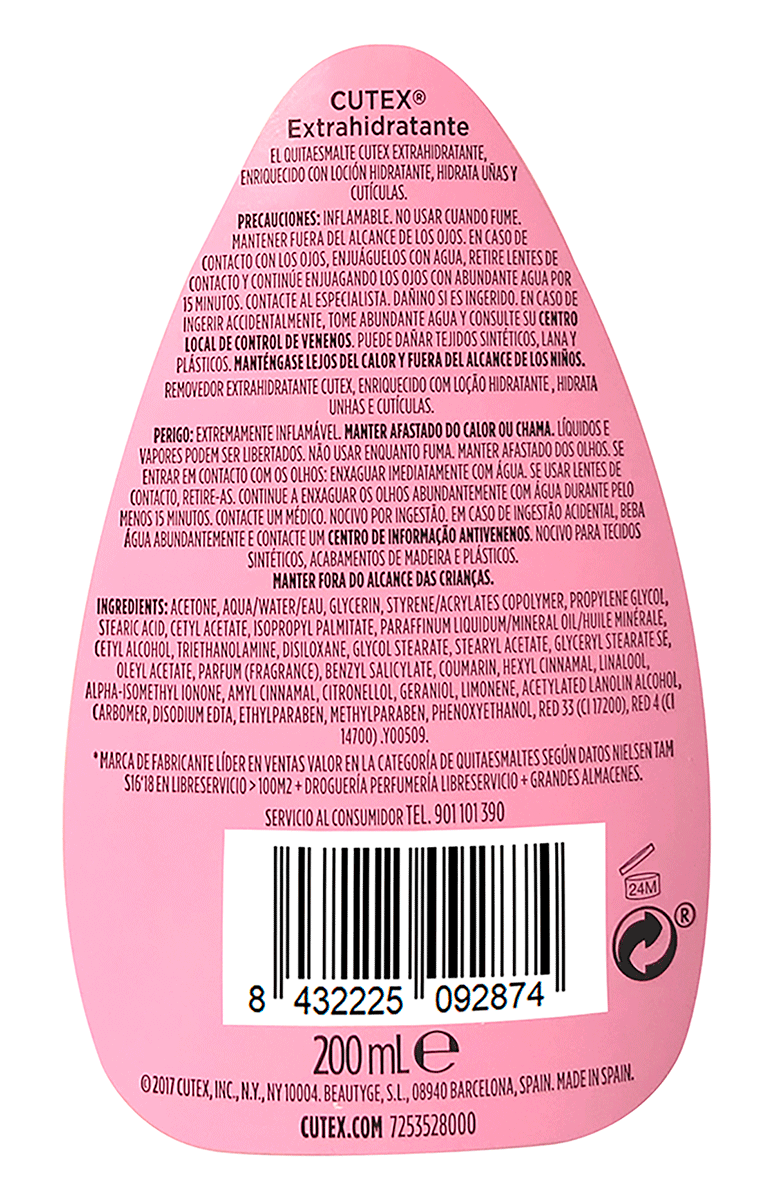 ACETONA  HIDRATANTE 200 ML.