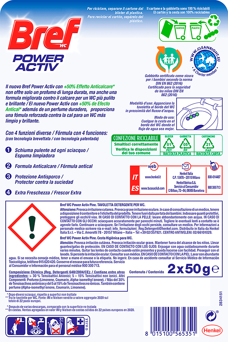LIMPIA INODOROS POWER ACTIVE 2 UDS.