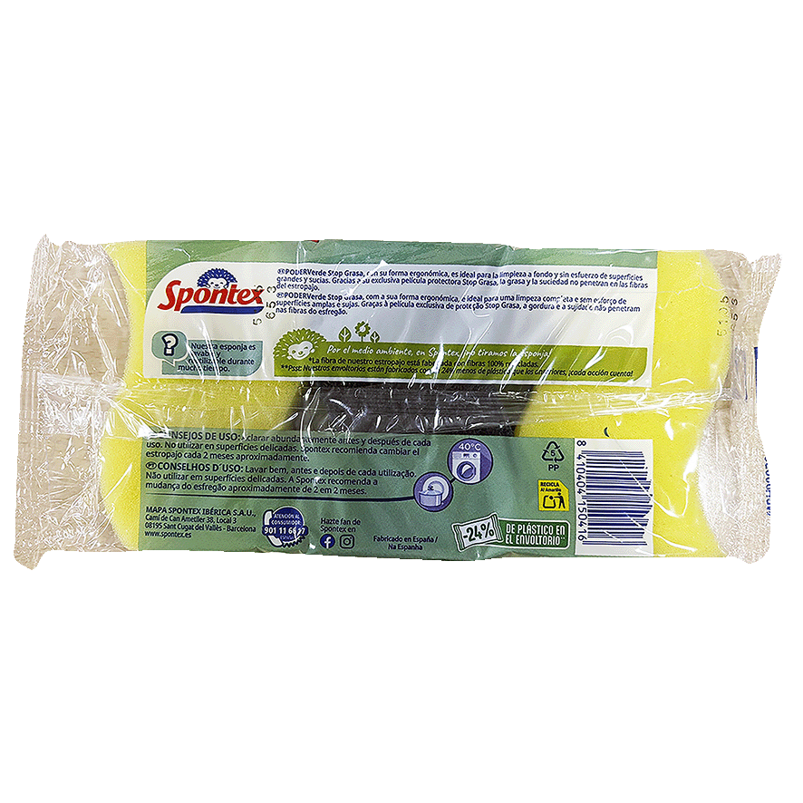 ESTROPAJO PODER VERDE CON ESPONJA PACK 2