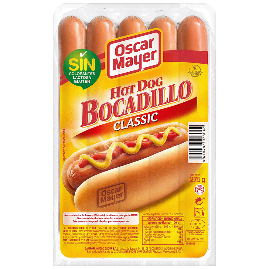 SALCHICHAS BOCADILLO CLASSIC 275 GRS.