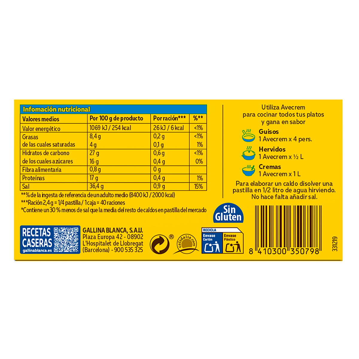 CALDO DE POLLO -30% SAL 10 PASTILLAS