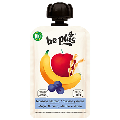 POUCH BIO MANZANA, PLAT, ARANDA, AVENA 100 G.