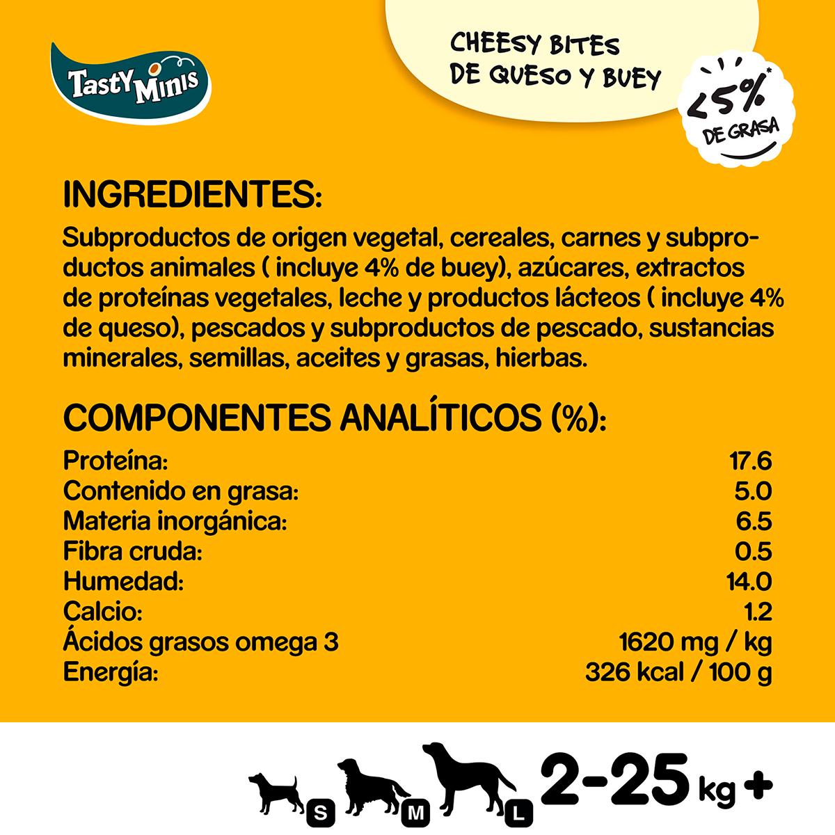 TASTY MINIS CON QUESO PARA PERROS 140 G.