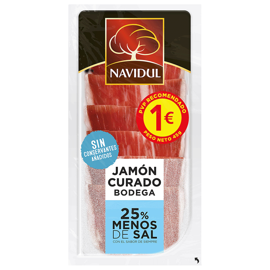 JAM&Oacute;N CURADO REDUCIDO EN SAL 50 G.