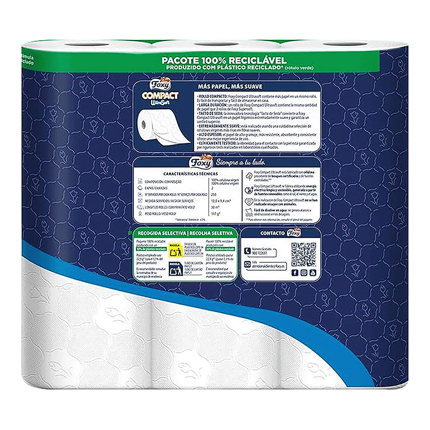 PAPEL HIGI&Eacute;NICO COMPACT ULTRASOFT 4 ROLLOS