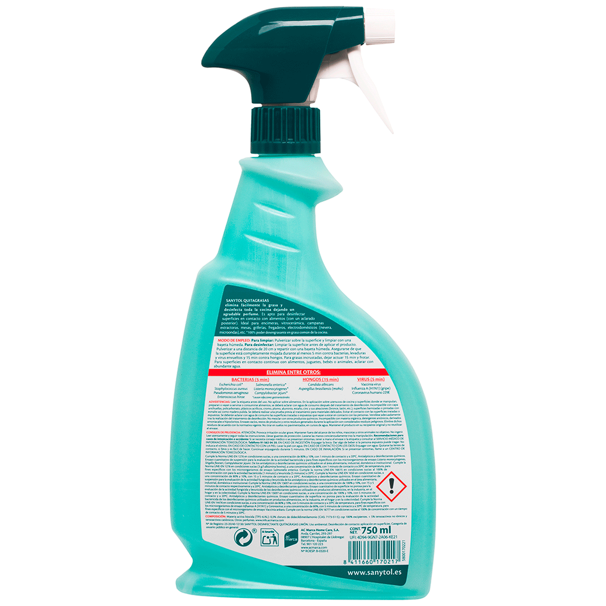 DESINFECTANTE QUITAGRASAS C&Iacute;TRICOS 750 ML.