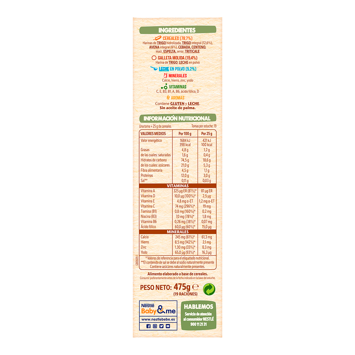 PAPILLAS 8 CEREALES CON GALLETA MAR&Iacute;A 475 G.