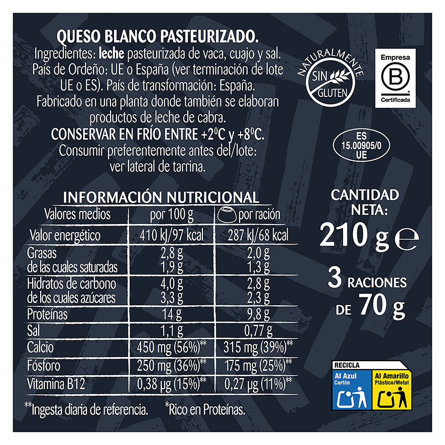 QUESO FRESCO PROTEIN PLUS 70 G. PACK 3