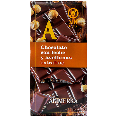 CHOCOLATE CON LECHE Y AVELLANAS 150 G.