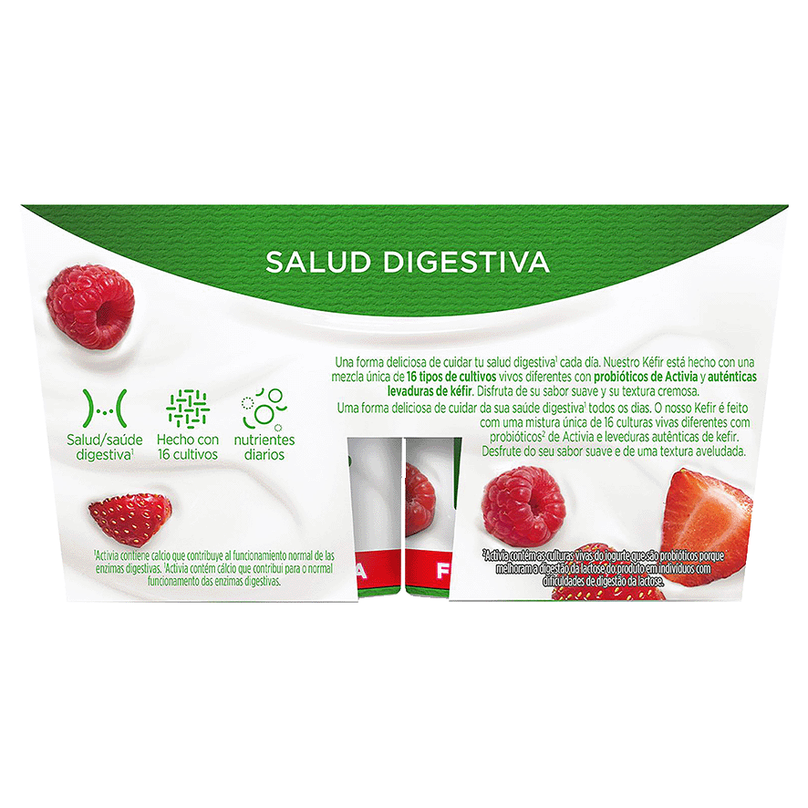 K&Eacute;FIR FRESA Y FRAMBUESA 125 G. PACK 4