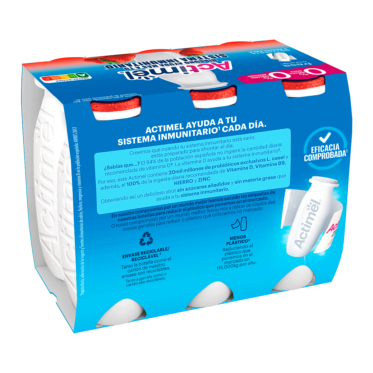 YOGUR L&Iacute;QUIDO FRESA 0% 100 G. PACK 6