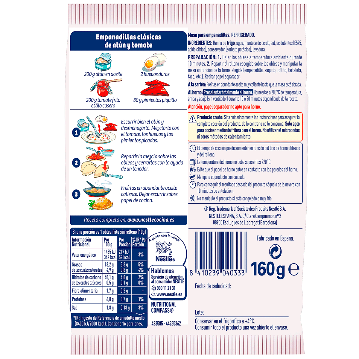 MASA PARA EMPANADILLAS 160 G.