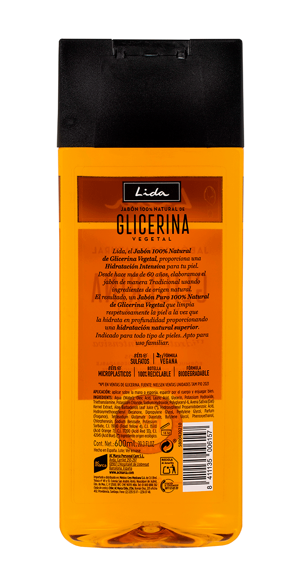 JAB&Oacute;N DE GLICERINA L&Iacute;QUIDO 600 ML.