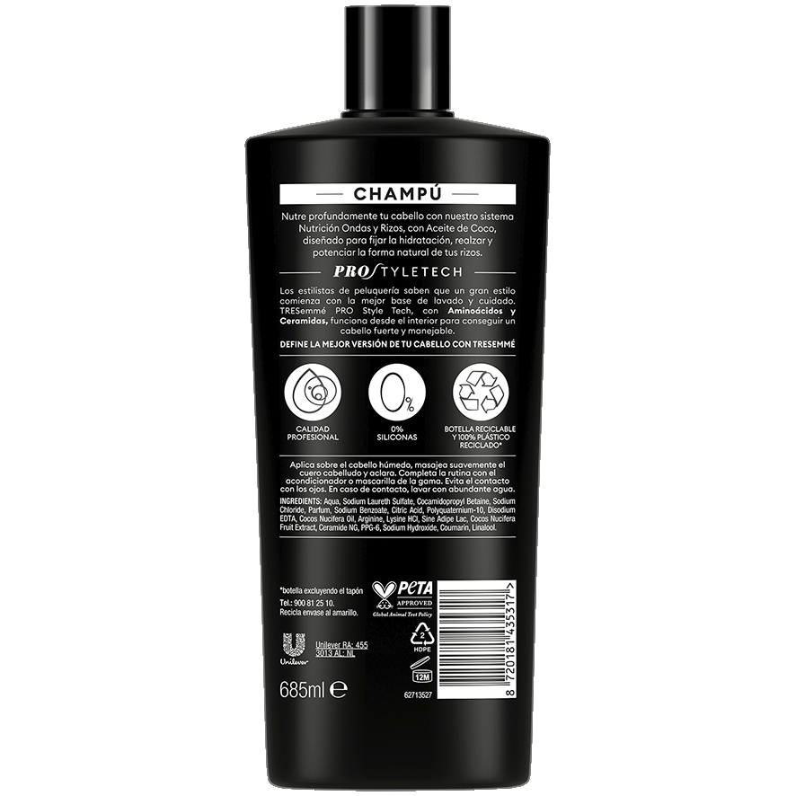 CHAMP&Uacute; NUTRICI&Oacute;N ONDAS Y RIZOS 685 ML.