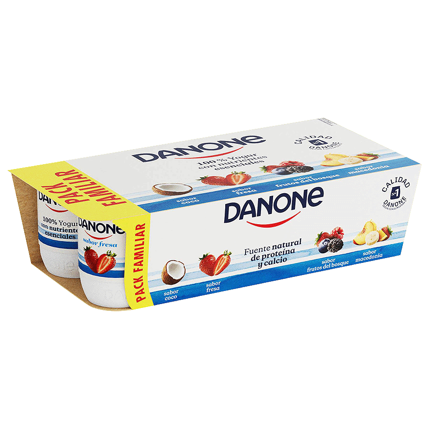 YOGUR DE COCO, FRESA, MACEDONIA Y FRUTAS 120 G. PACK 8