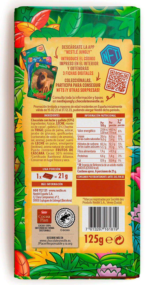 CHOCOLATE CON LECHE Y GALLETA 90 G.