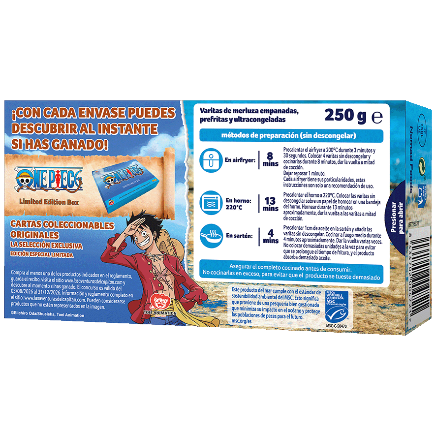 VARITAS DE MERLUZA PESCA SOSTENIBLE 280 G.