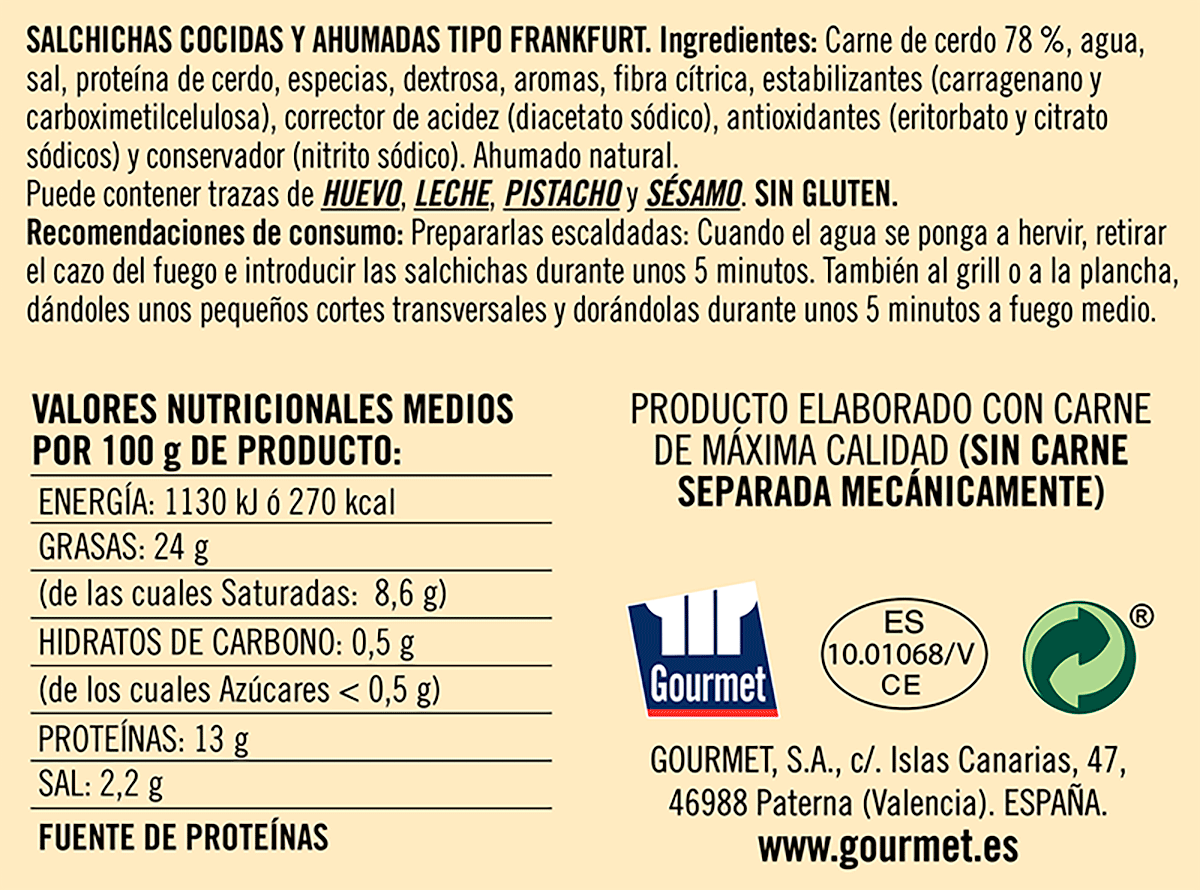 SALCHICHA FRANKFURT 300 G.