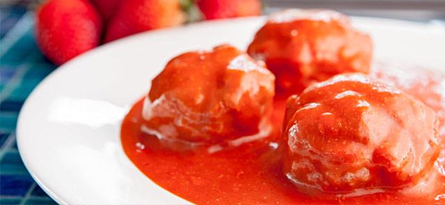 Albóndigas de Ternera Asturiana con fresas de temporada