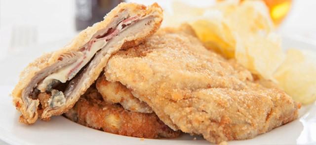 Cachopos de setas rellenos de jamón ibérico y queso azul